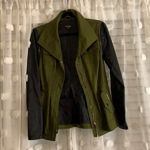 BeBe Army Green/ Leather Cargo Jacket